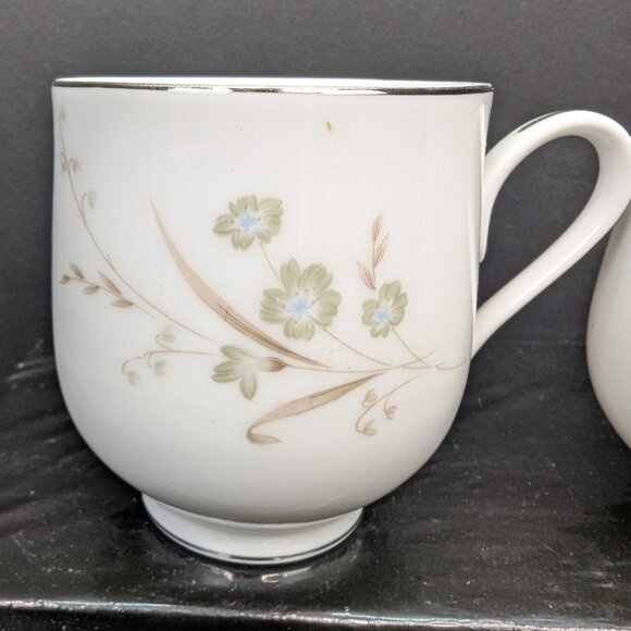 Sango Odette Pattern 6266 Porcelain 6 Oz Flat Teacup Green Blue Floral - Picture 2 of 8